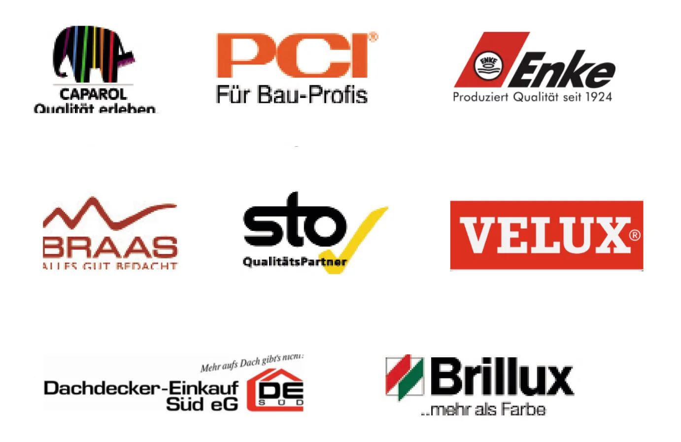 Logos der Markenhersteller, mit denen Lauenburger Systembau arbeitet